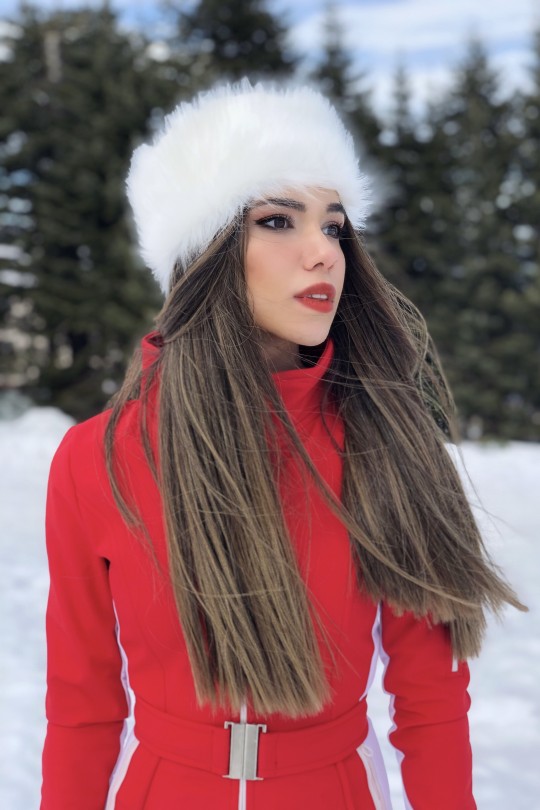 Weiße, gefütterte Ohrenschützer mit Fleece-Innenfutter - BERFUĞ KIRAN