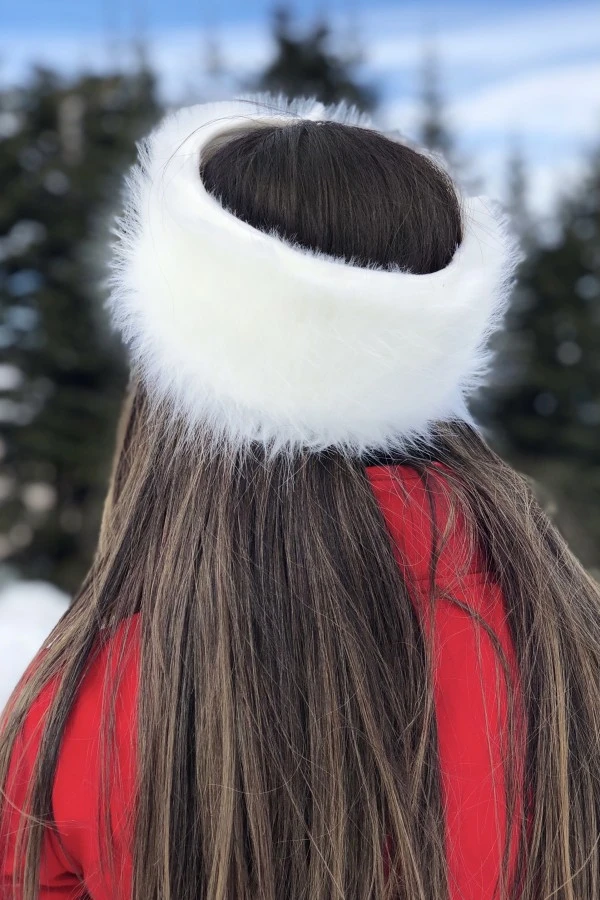 Weiße, gefütterte Ohrenschützer mit Fleece-Innenfutter - 3