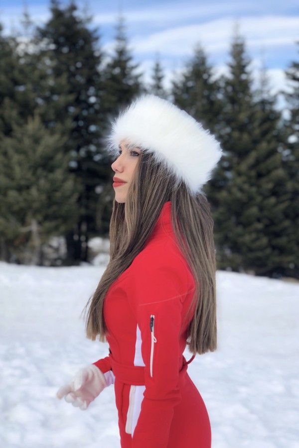 Weiße, gefütterte Ohrenschützer mit Fleece-Innenfutter - 4