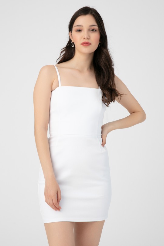 Weißes ärmelloses Denim-Kleid - 2