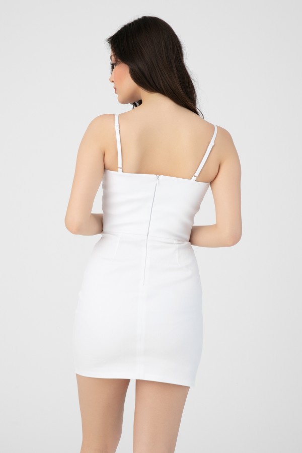 Weißes ärmelloses Denim-Kleid - 3