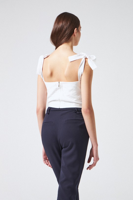 Weißer Bustier mit Schulterbindung - 3