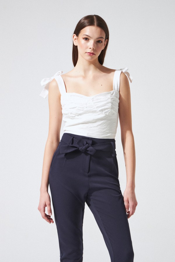 Weißer Bustier mit Schulterbindung - 2