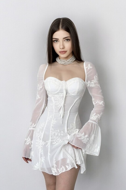 White Short Sleeve Dress - 2