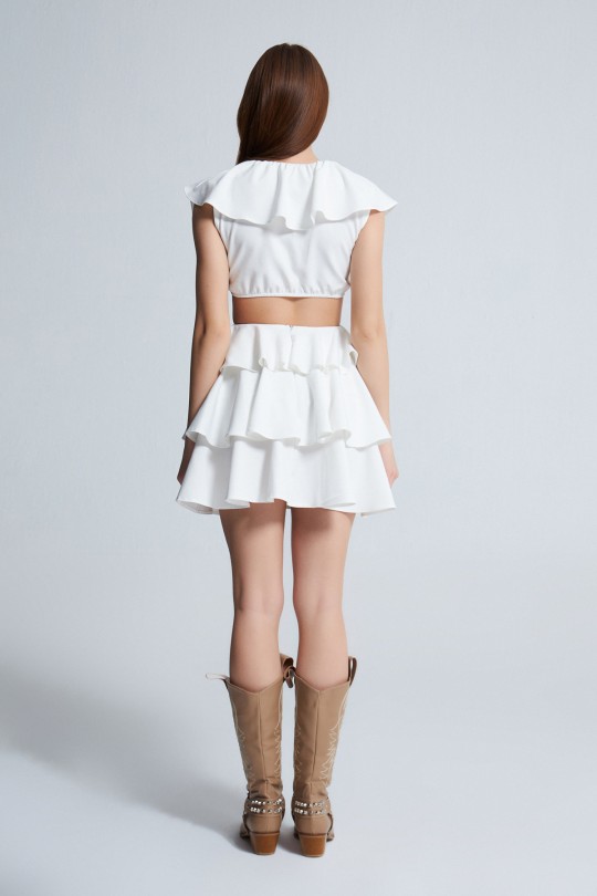V-BREAST DECOLATE HÜRREM FLOOR FLOOR DRESS WHITE - 3
