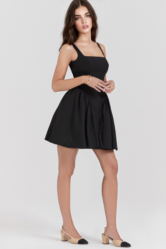 Black Backless Mini Dress with Bow Detail - 4
